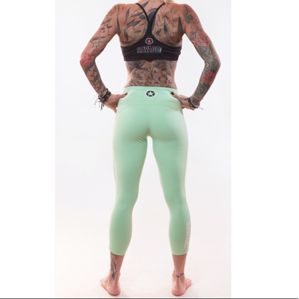 Savage Barbell Sea Foam Capri Leggings
